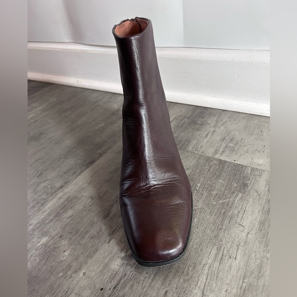 Madewell Block Heel Ankle Boots Dark Brown Leather Minimalist Size 8 Capsule - Picture 10 of 12